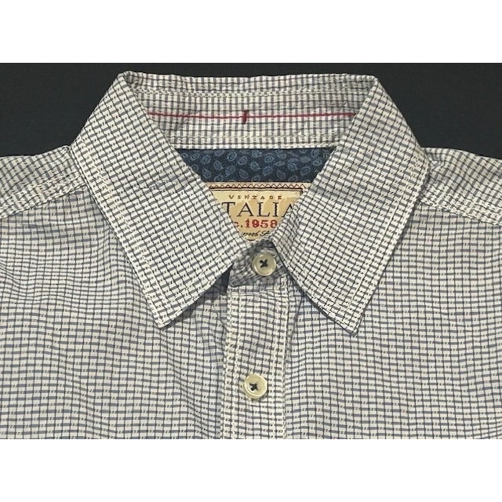 Vintage‎ Italia Men's Checked Long Sleeve Flip Cuff Button Down Shirt - Size S